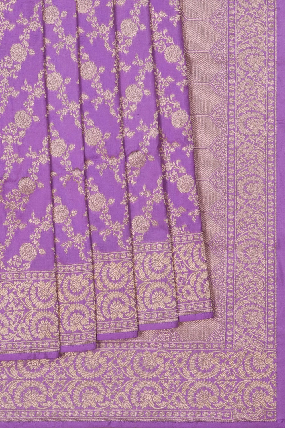 Image of Purple Banarasi Silk Brocade Saree