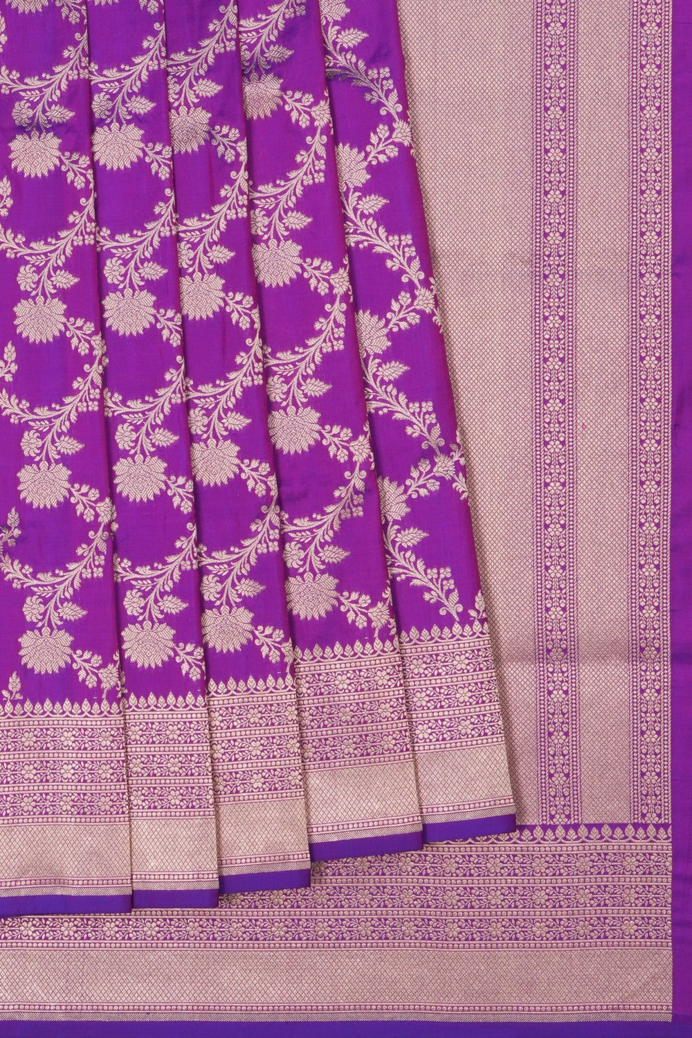 Image of Purple Banarasi Silk Brocade Saree