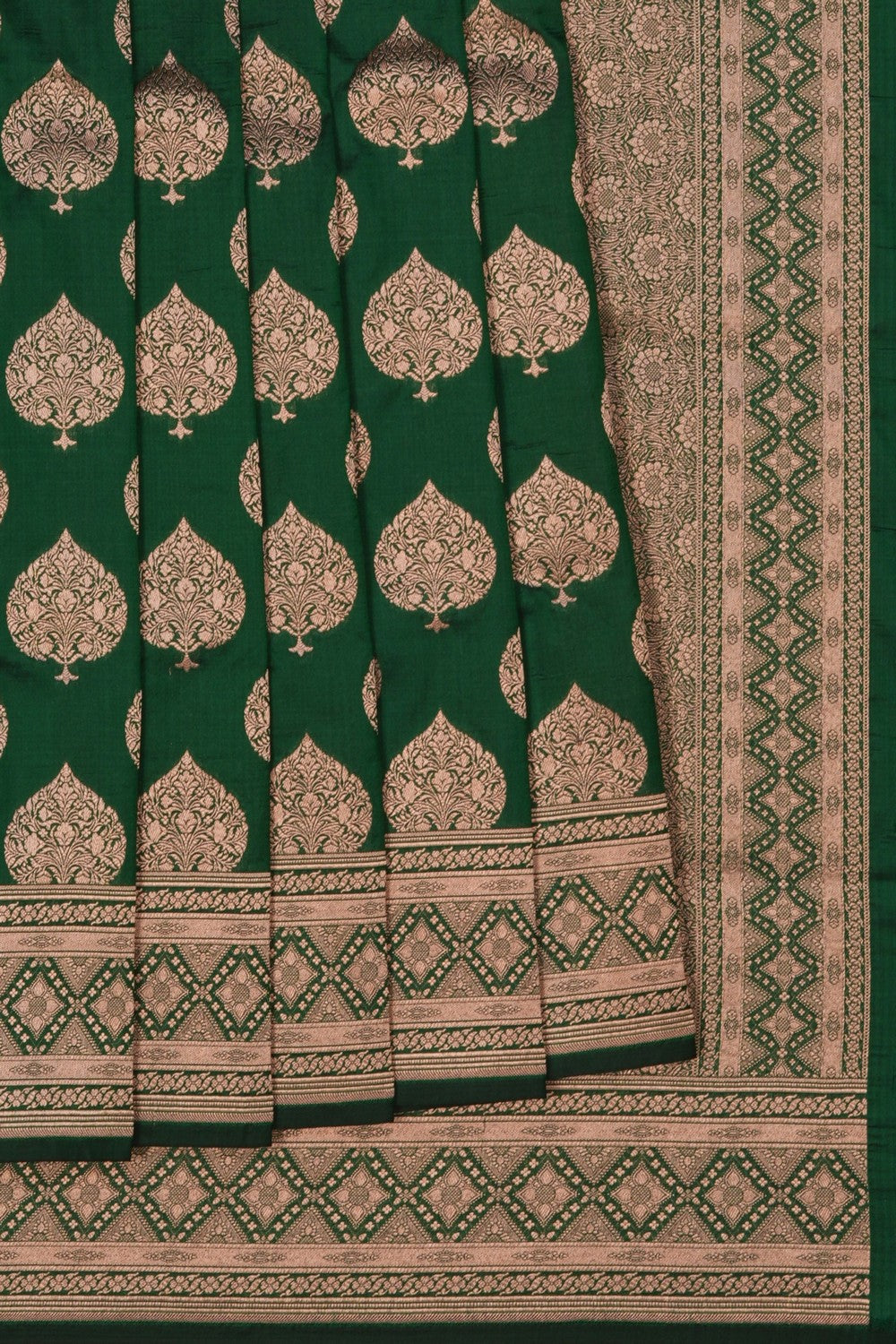 Image of Green Banarasi Silk Brocade Saree