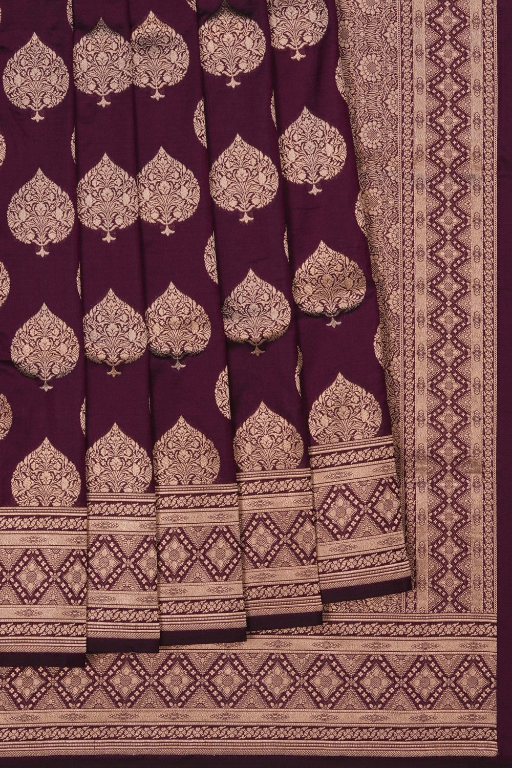 Image of Violet Banarasi Silk Brocade Saree