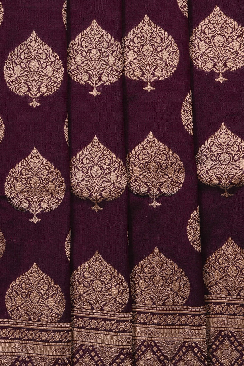 Image of Violet Banarasi Silk Brocade Saree