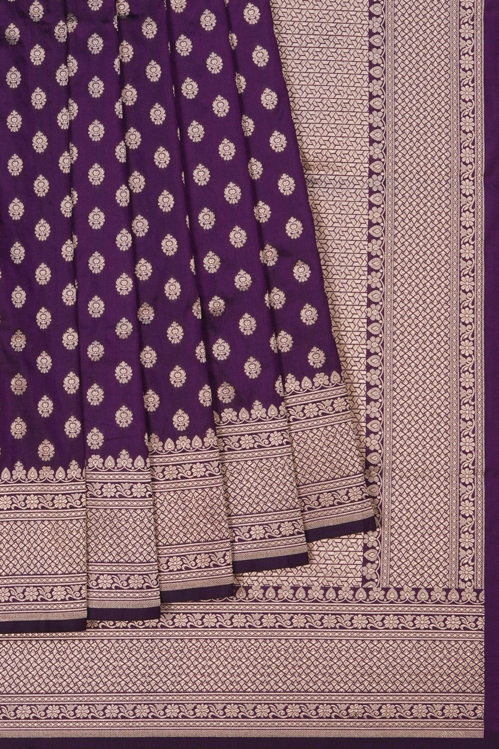Image of Violet Banarasi Silk Brocade Saree