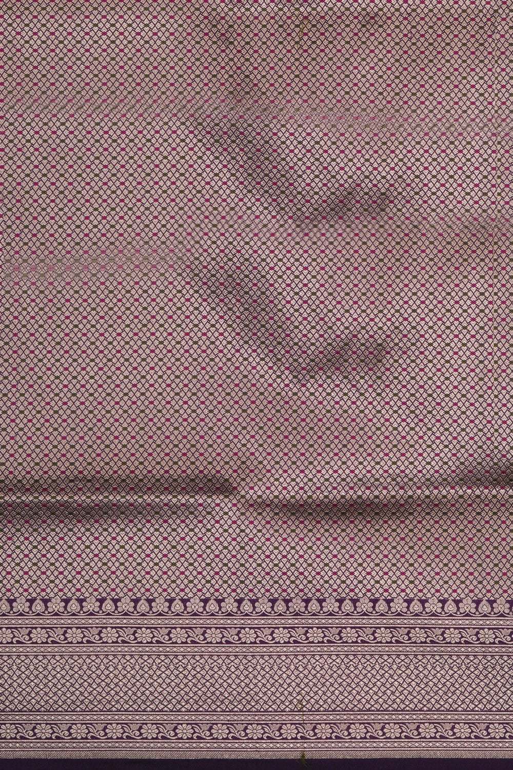 Image of Violet Banarasi Silk Brocade Saree