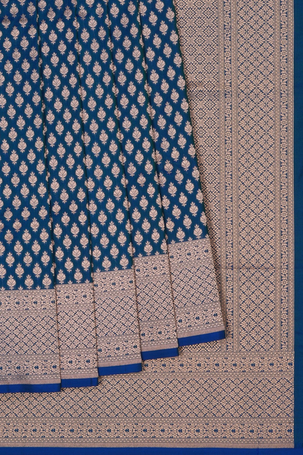 Image of Blue Banarasi Silk Brocade Saree