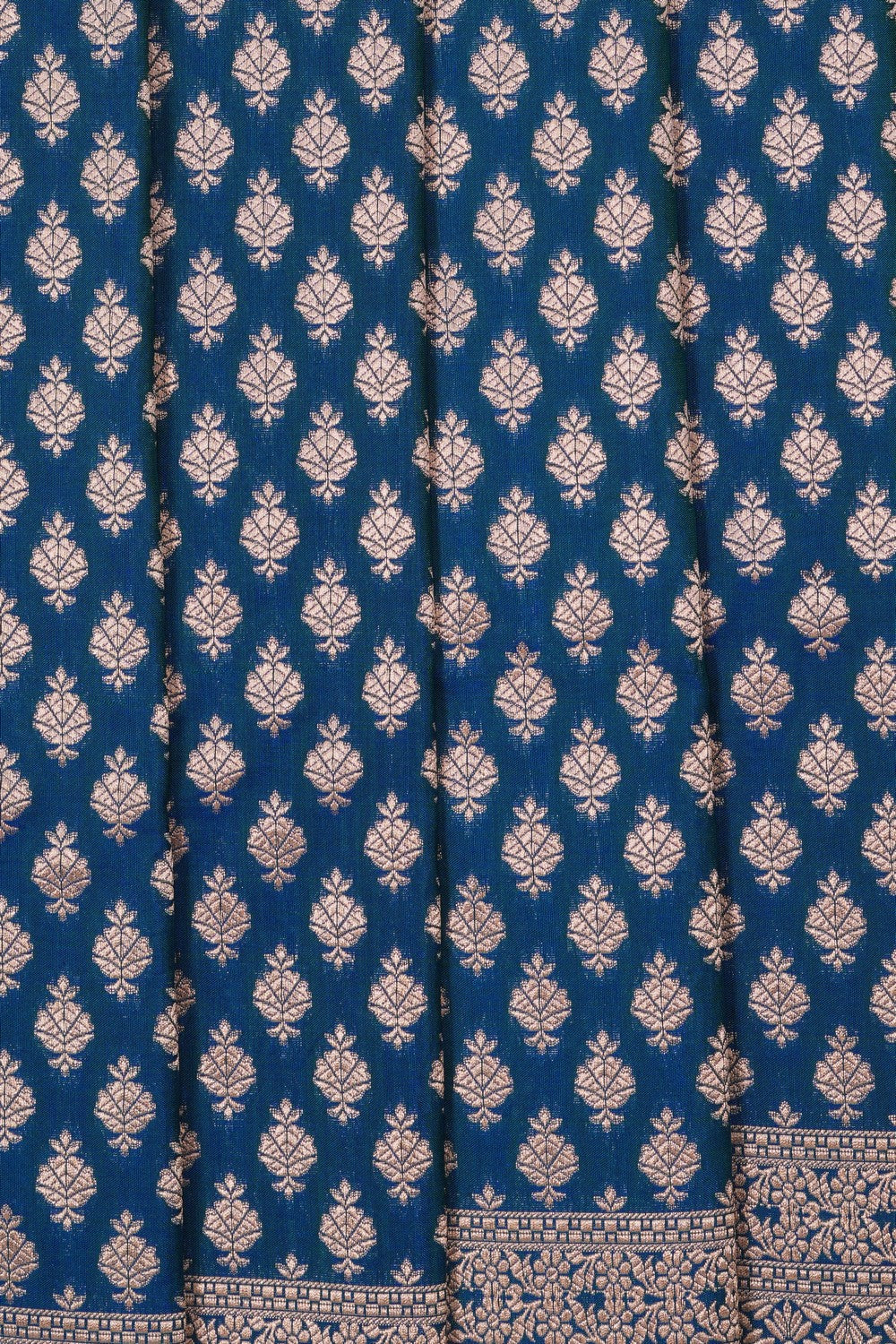 Image of Blue Banarasi Silk Brocade Saree