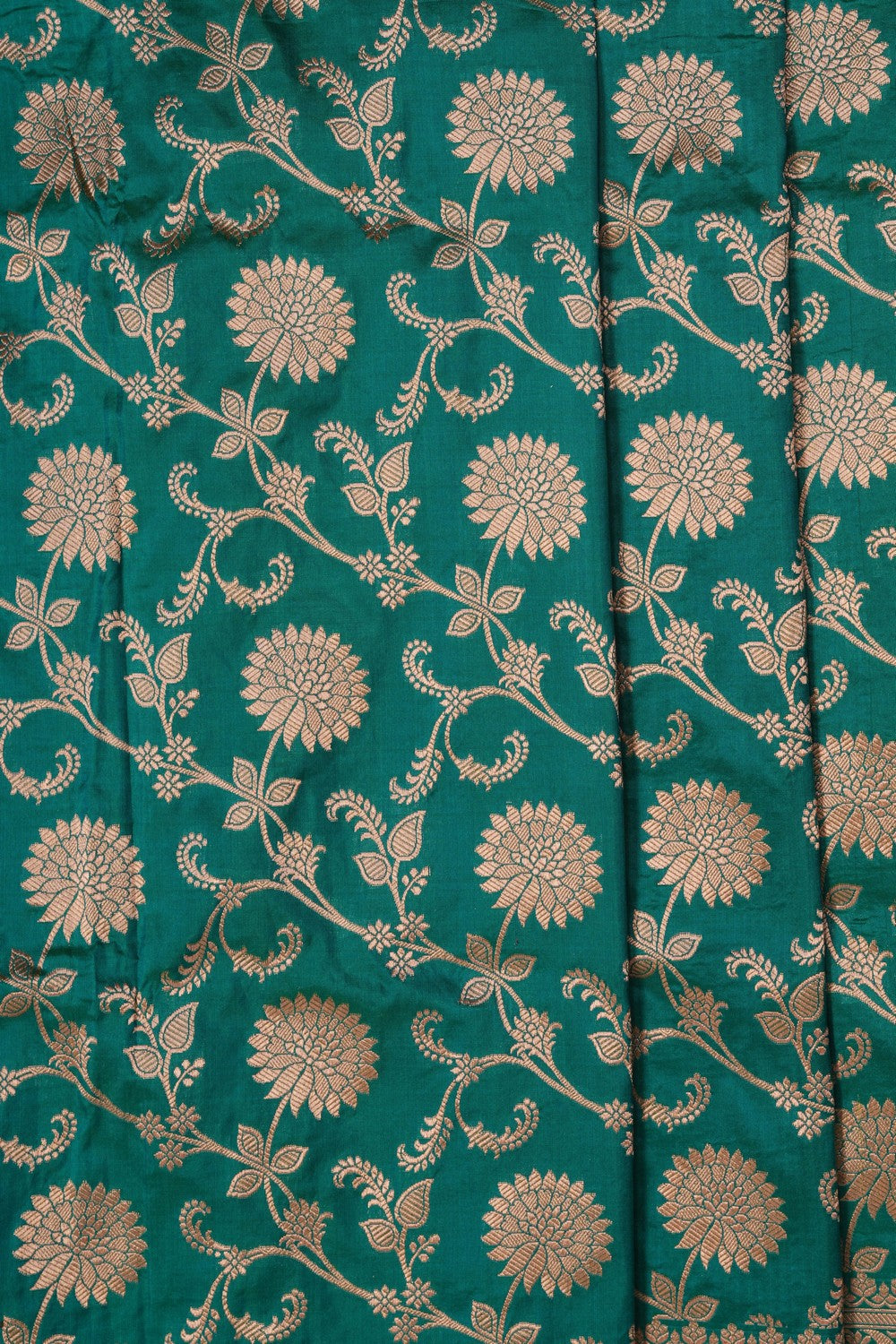 Image of Teal Green Banarasi Silk Brocade Saree