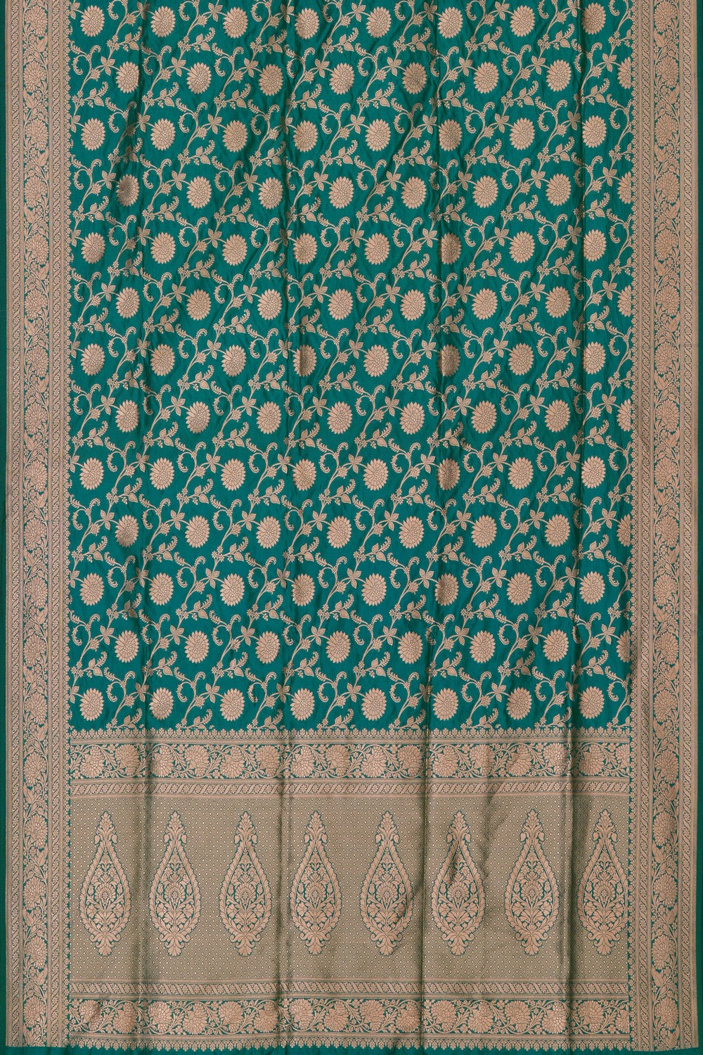 Image of Teal Green Banarasi Silk Brocade Saree