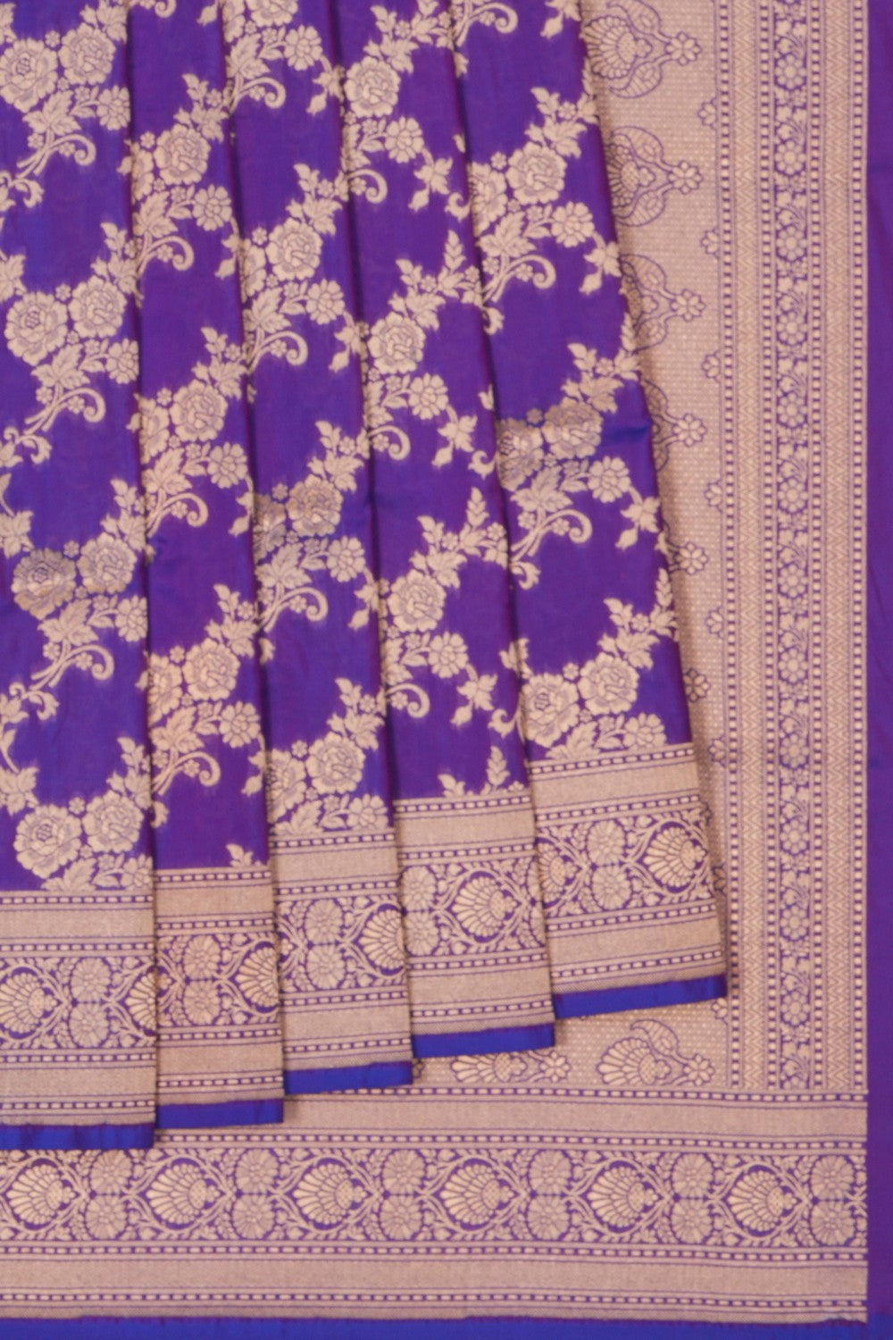 Image of Purple Banarasi Silk Brocade Saree