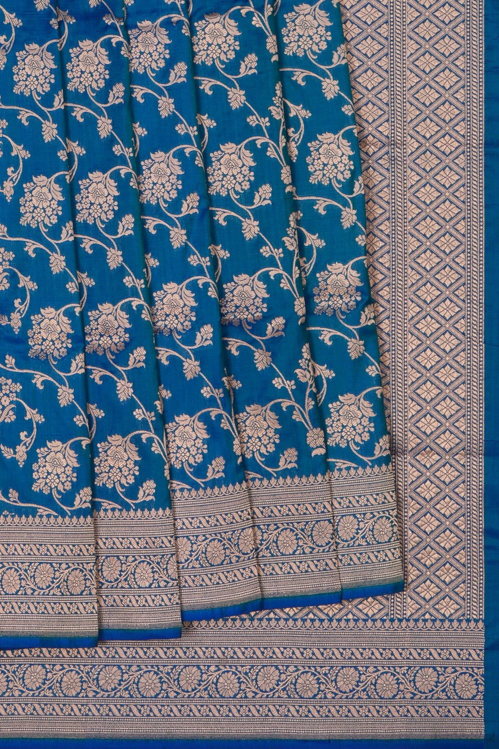 Image of Blue Banarasi Silk Brocade Saree