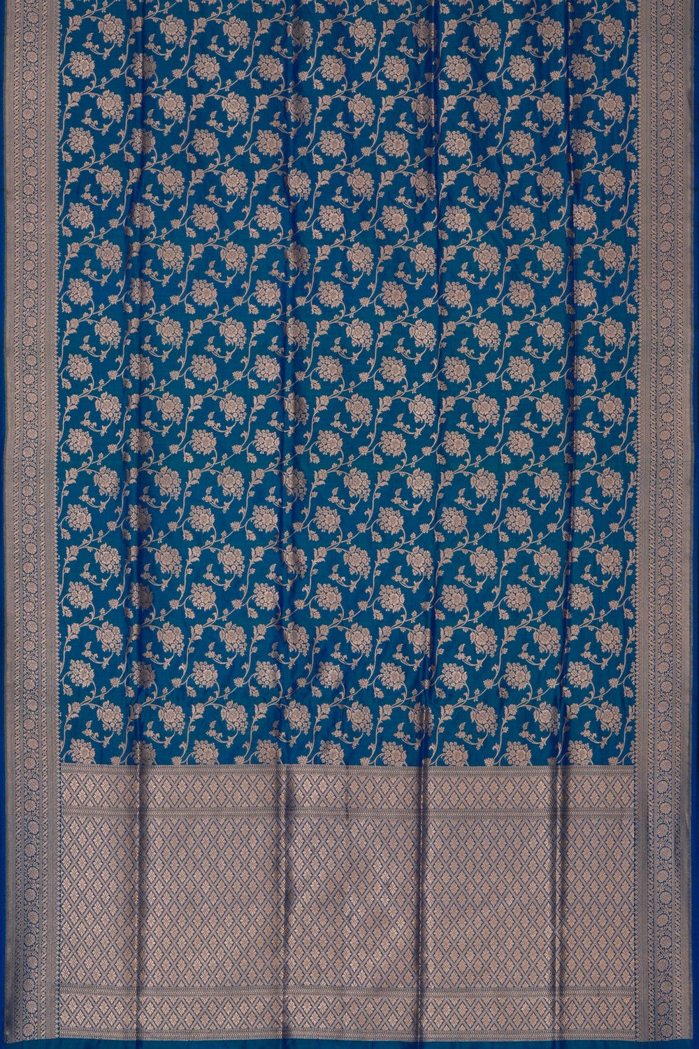 Image of Blue Banarasi Silk Brocade Saree
