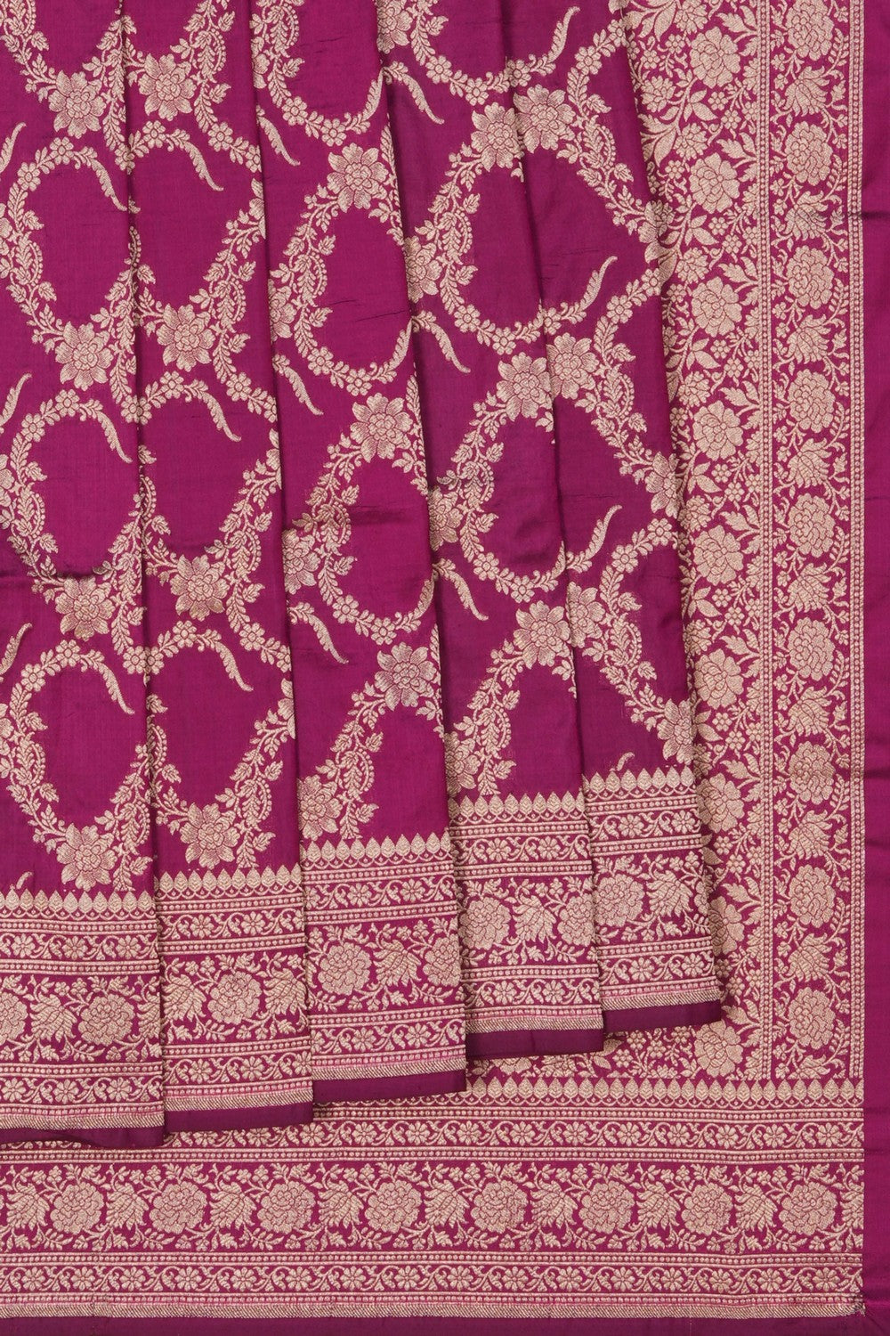 Image of Violet Banarasi Silk Brocade Saree