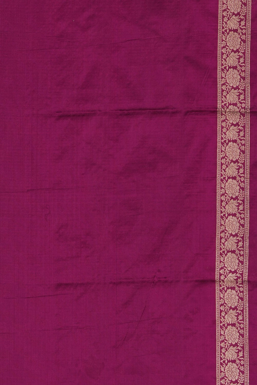 Image of Violet Banarasi Silk Brocade Saree