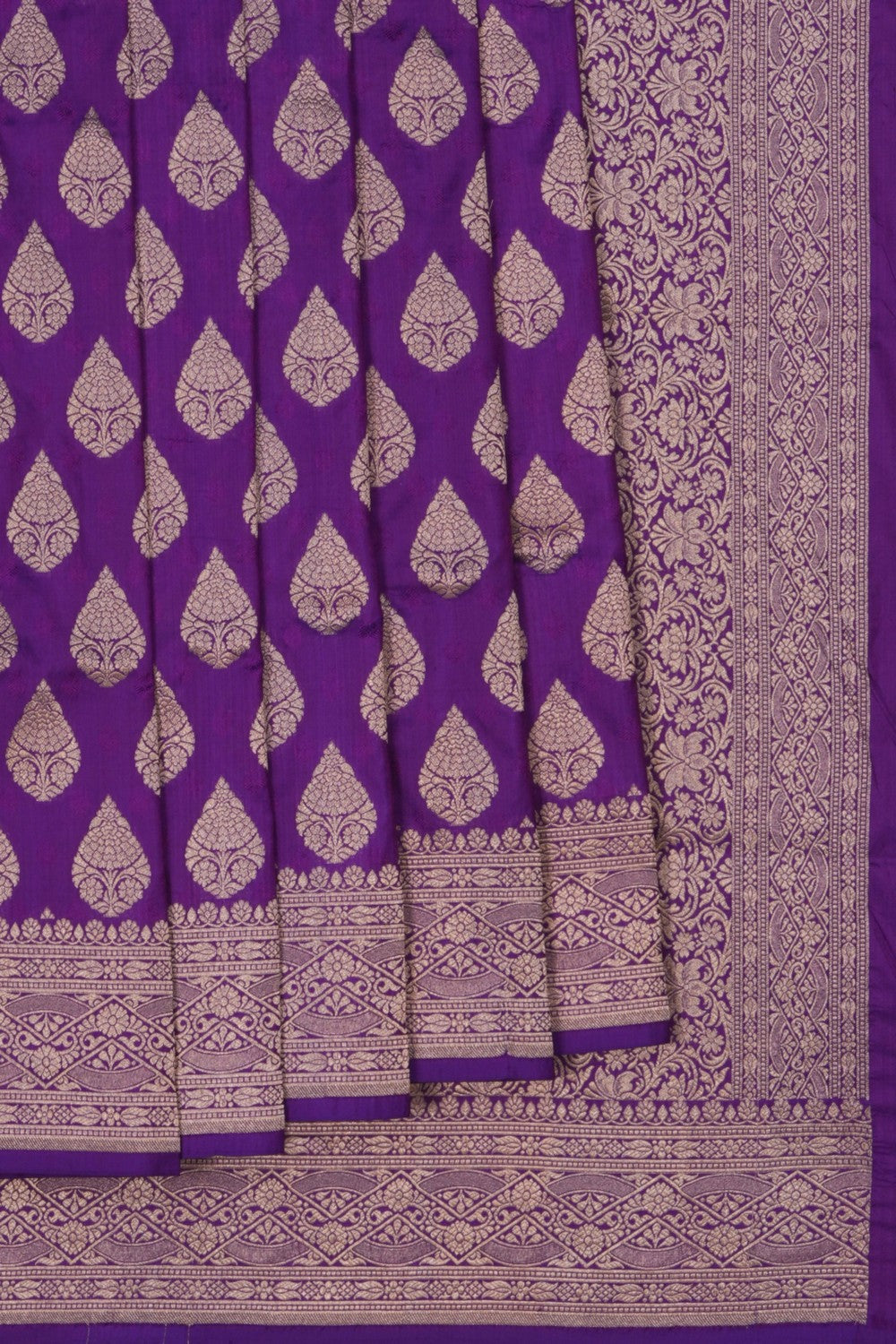 Image of Purple Banarasi Silk Brocade Saree