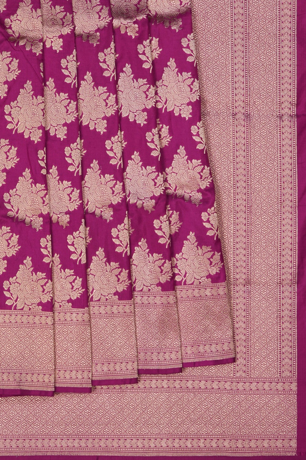 Image of Magenta Banarasi Silk Brocade Saree