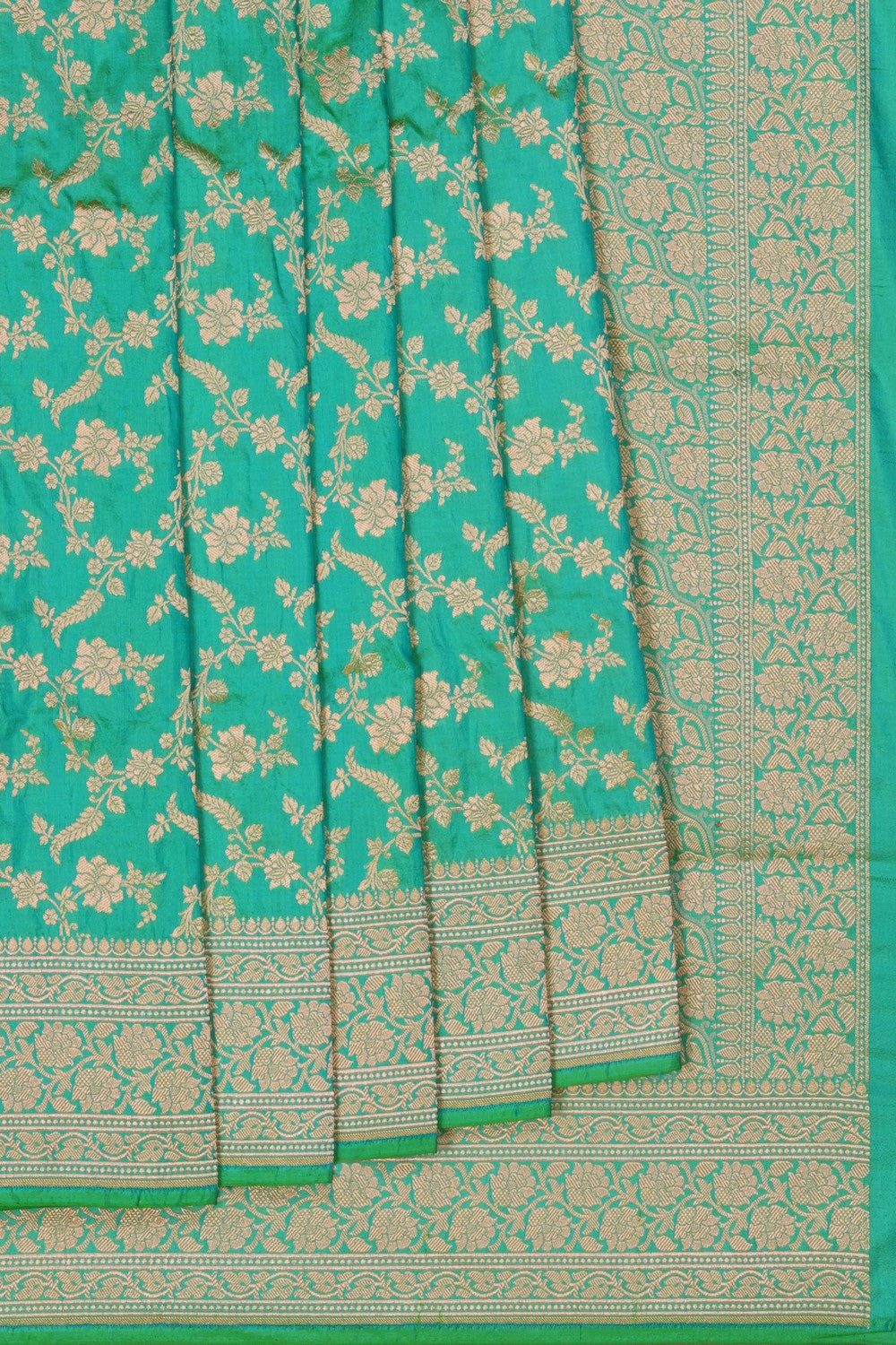 Image of Green Banarasi Silk Brocade Saree