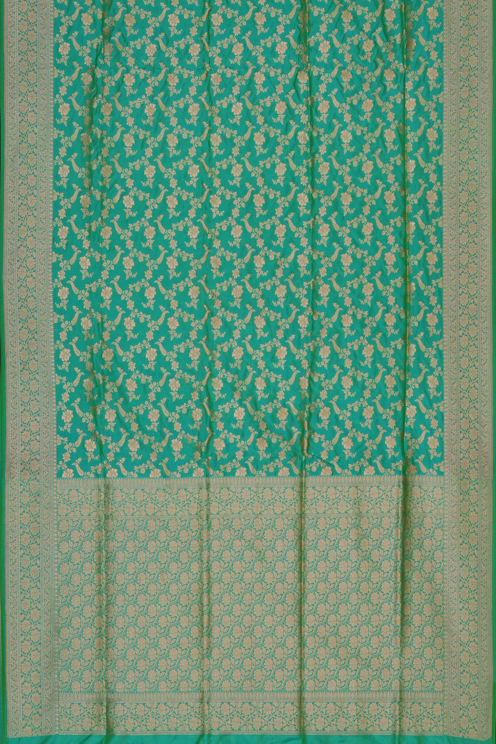 Image of Green Banarasi Silk Brocade Saree