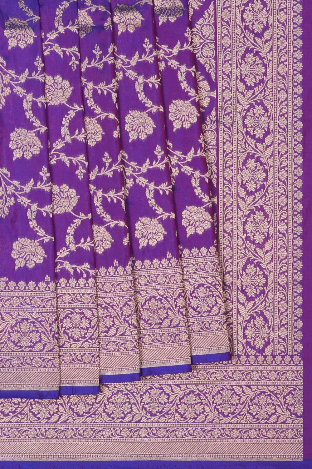 Image of Purple Banarasi Silk Brocade Saree