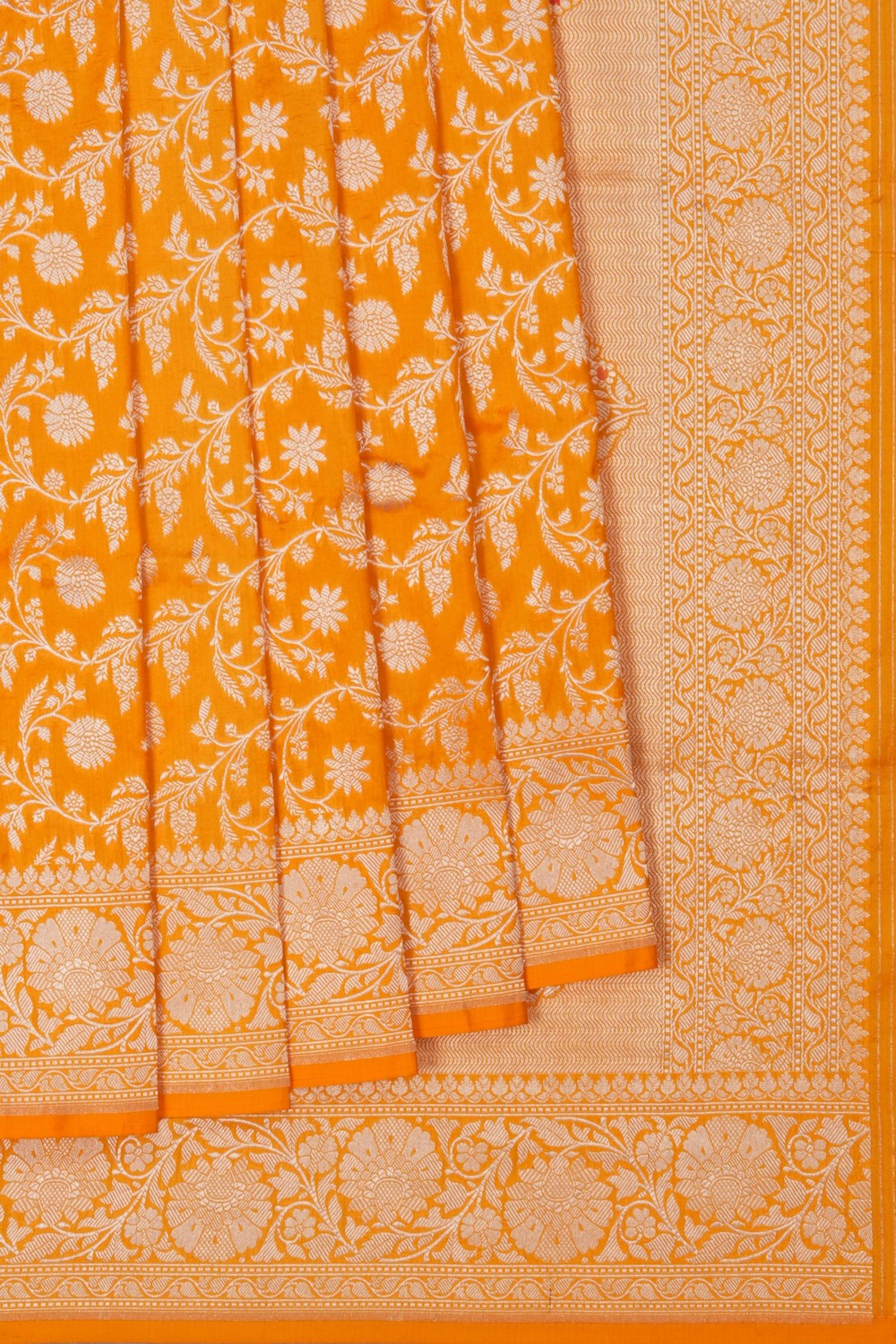 Image of Yellow Banarasi Silk Brocade Saree