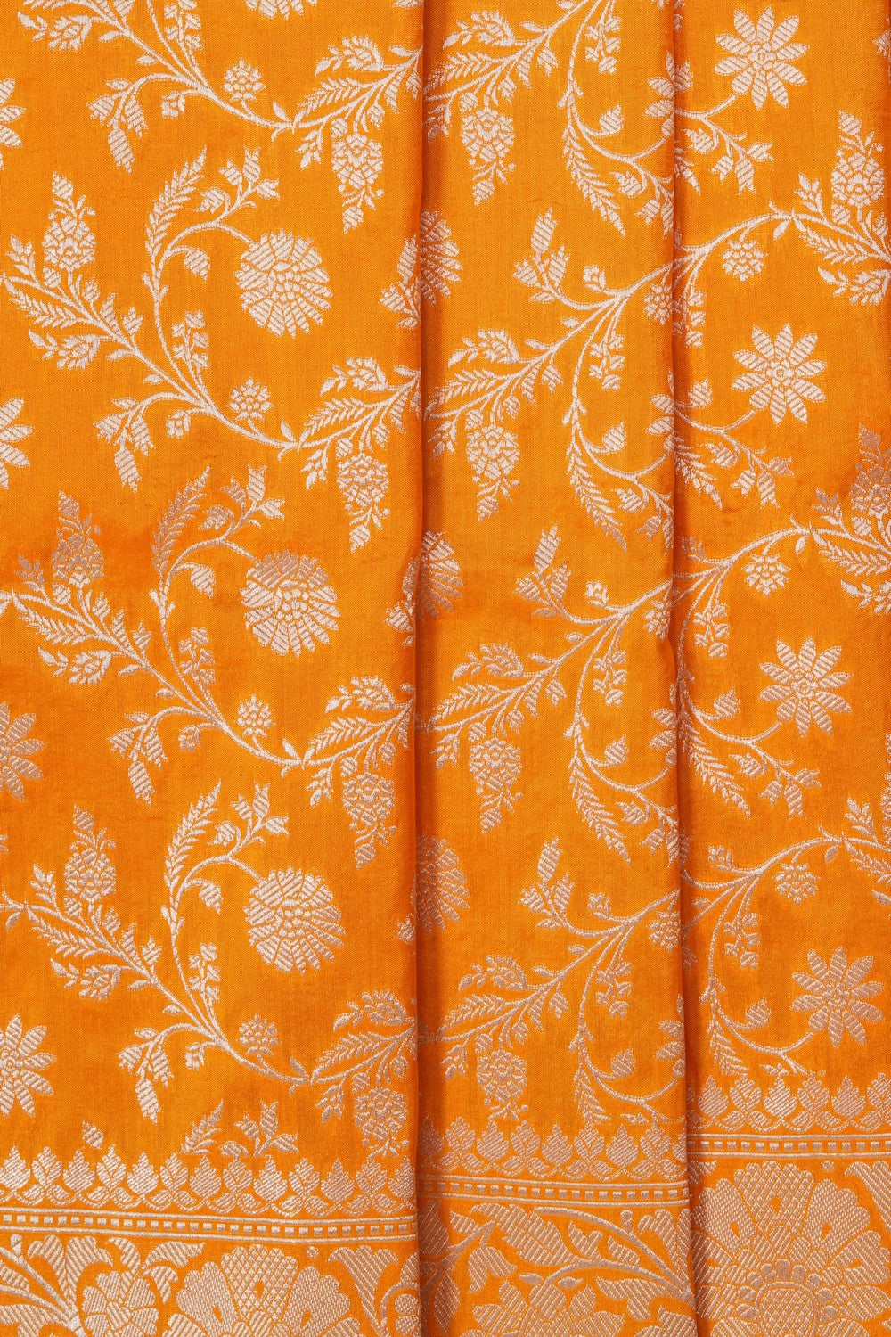 Image of Yellow Banarasi Silk Brocade Saree