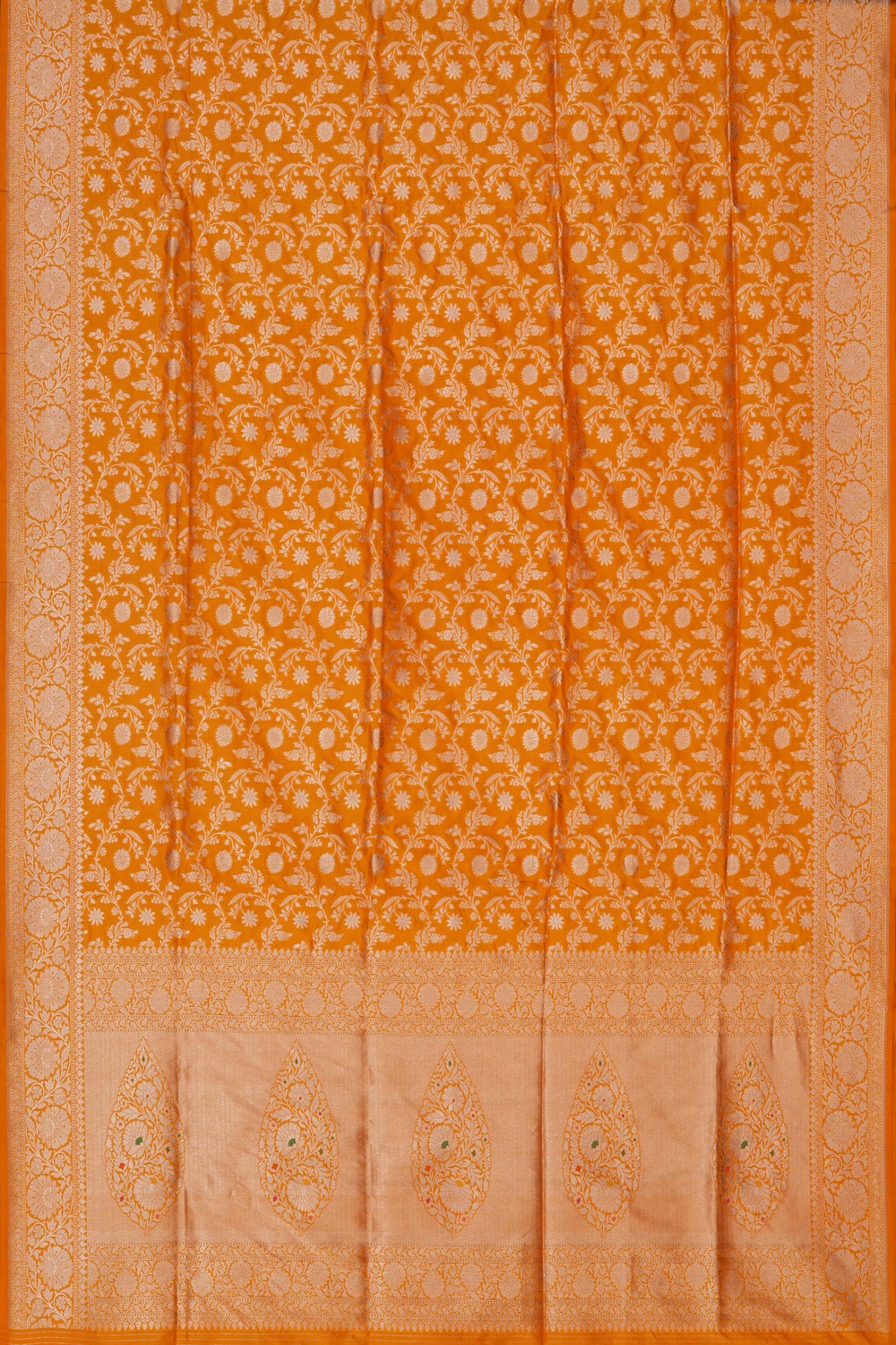 Image of Yellow Banarasi Silk Brocade Saree
