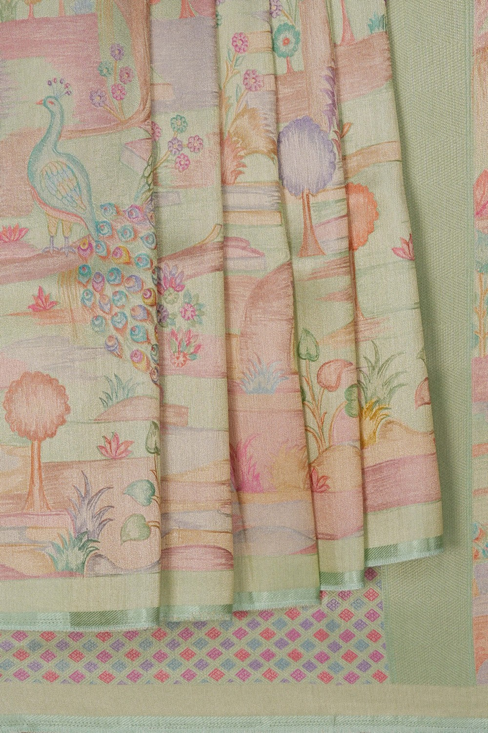 Image of Mint-Green Silk Saree