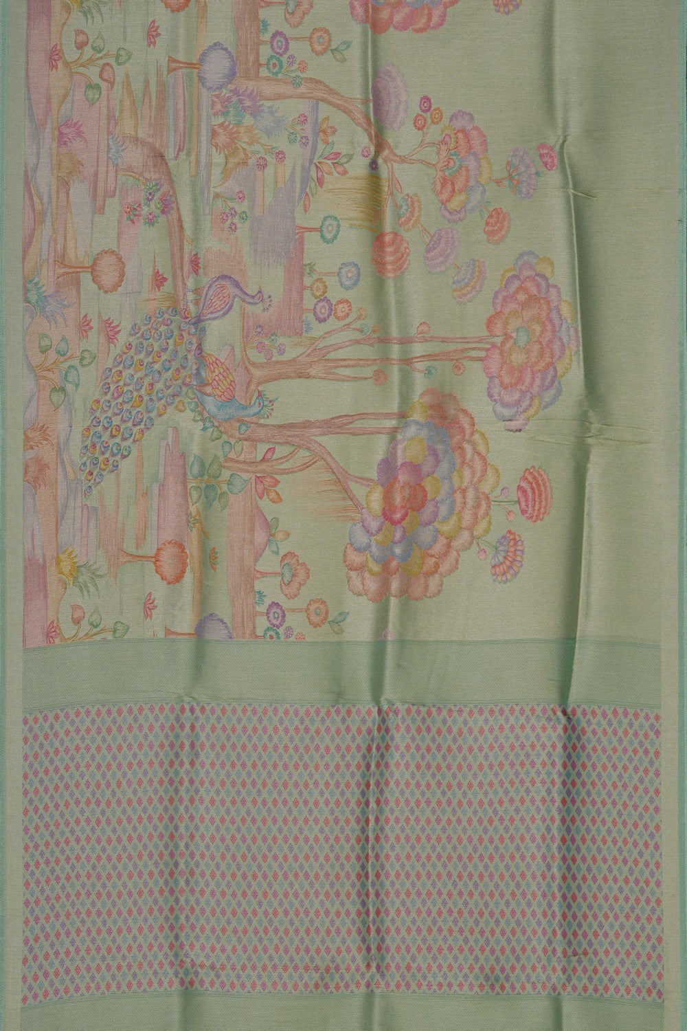 Image of Mint-Green Silk Saree