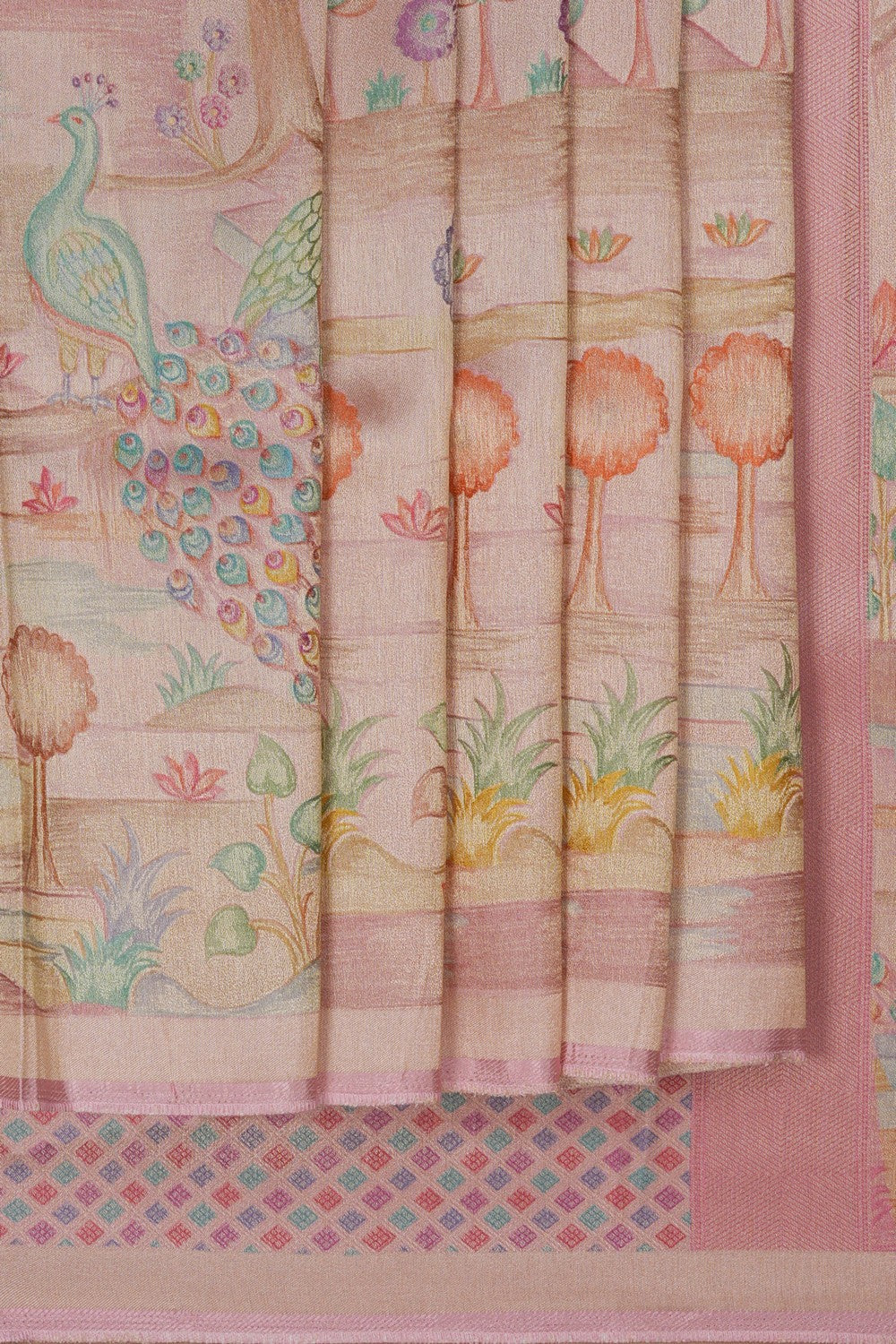 Image of Pastel Pink Silk Saree