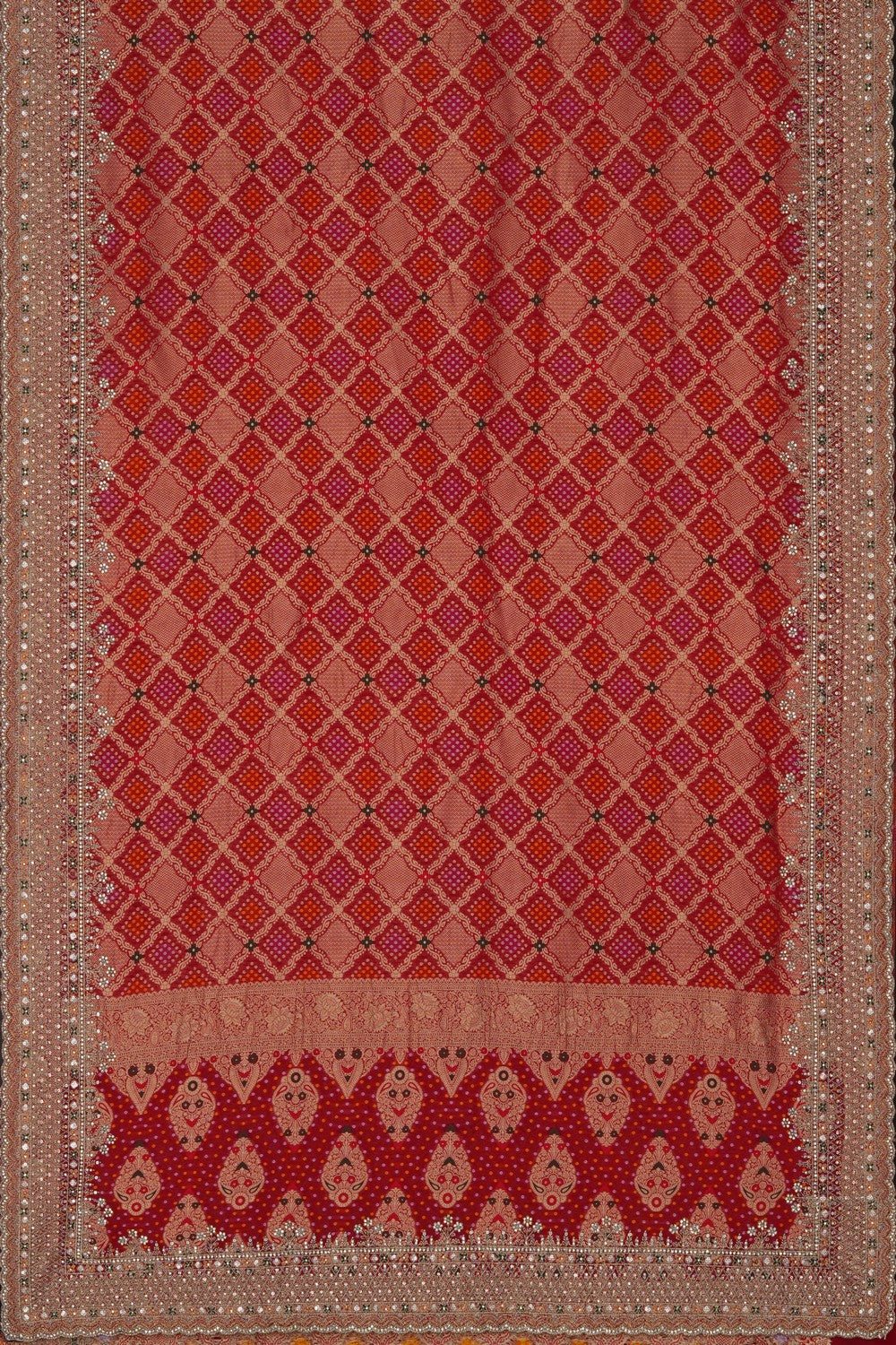 Image of Red Bandhani Georgette Saree