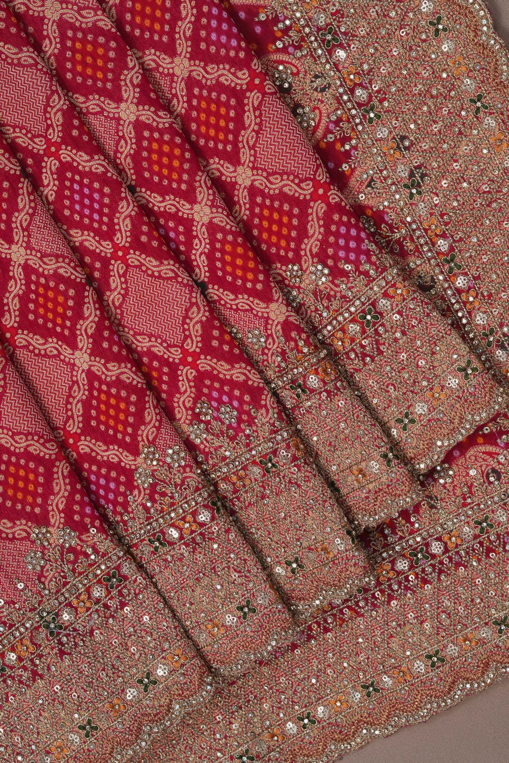 Image of Pink Bandhani Georgette Saree