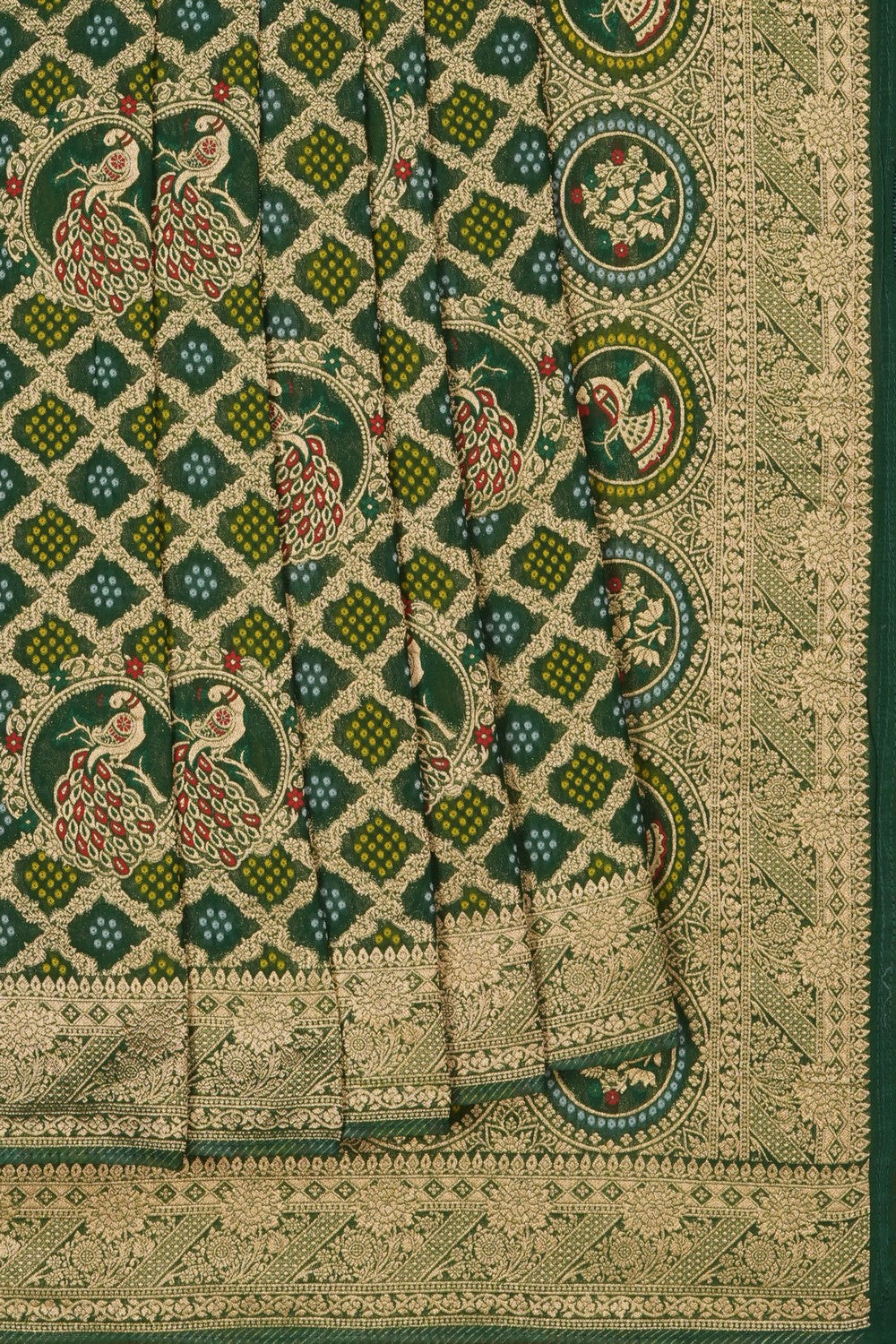 Image of Green Bandhani Georgette Saree