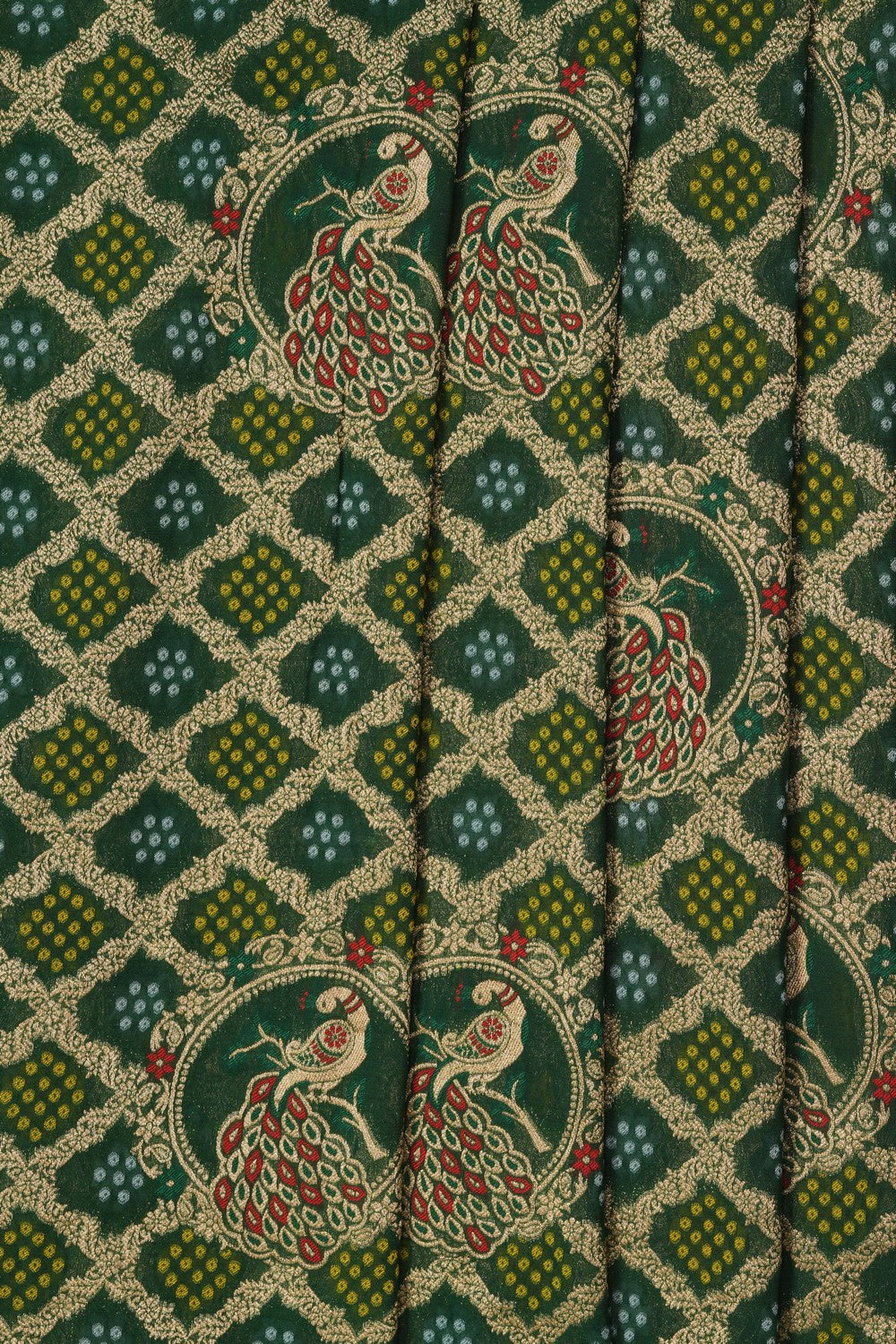 Image of Green Bandhani Georgette Saree