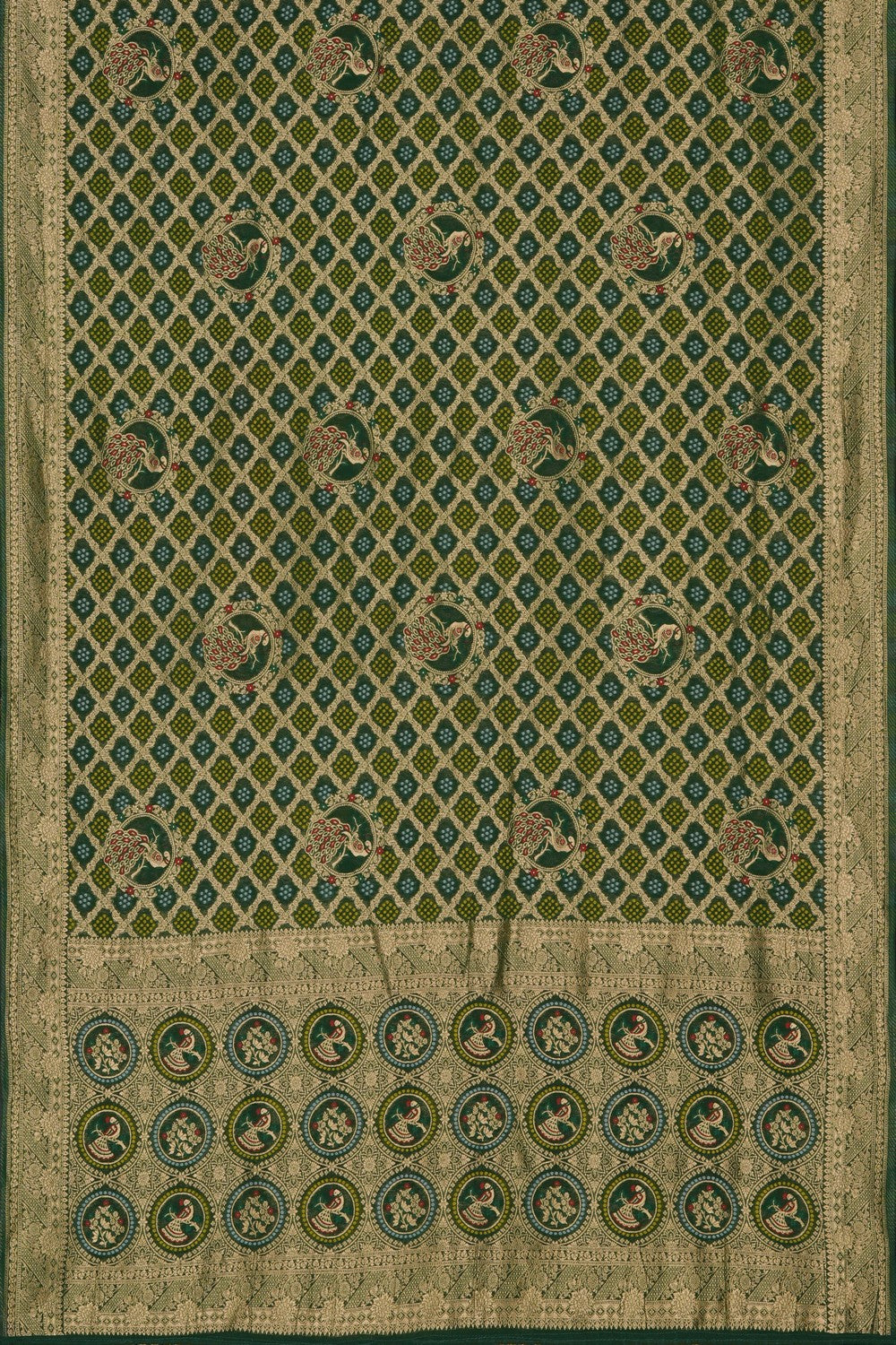 Image of Green Bandhani Georgette Saree