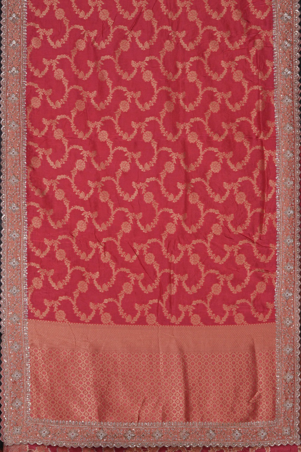 Image of Coral Pink Silk Saree
