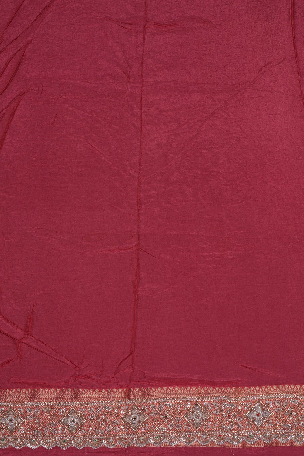 Image of Coral Pink Silk Saree