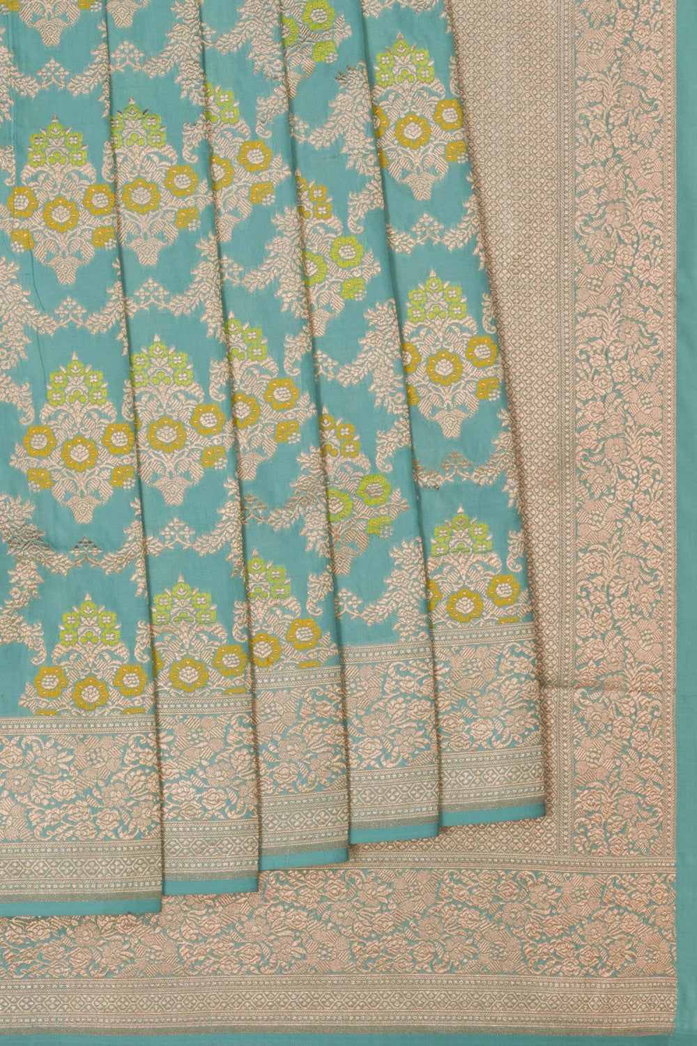 Image of Green Banarasi Silk Brocade Saree
