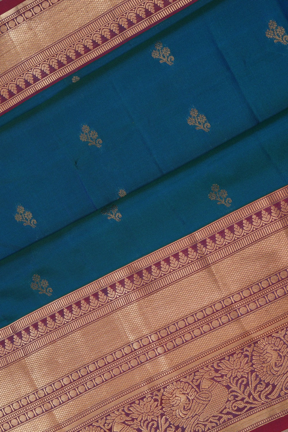 Image of South Silk Teal Blue Saree