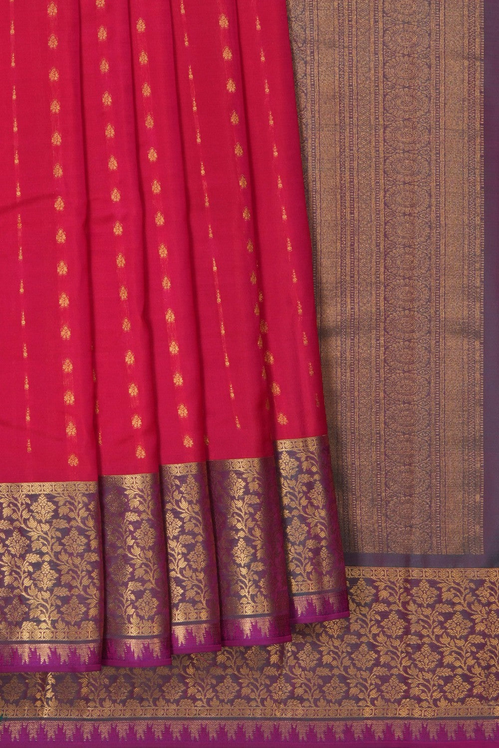 Image of South Silk Fuchsia Pink Saree