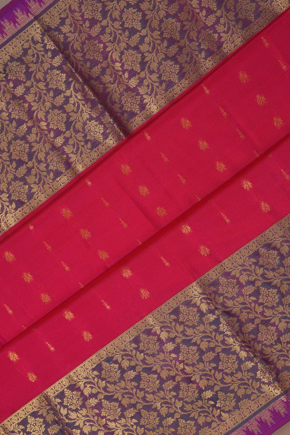 Image of South Silk Fuchsia Pink Saree
