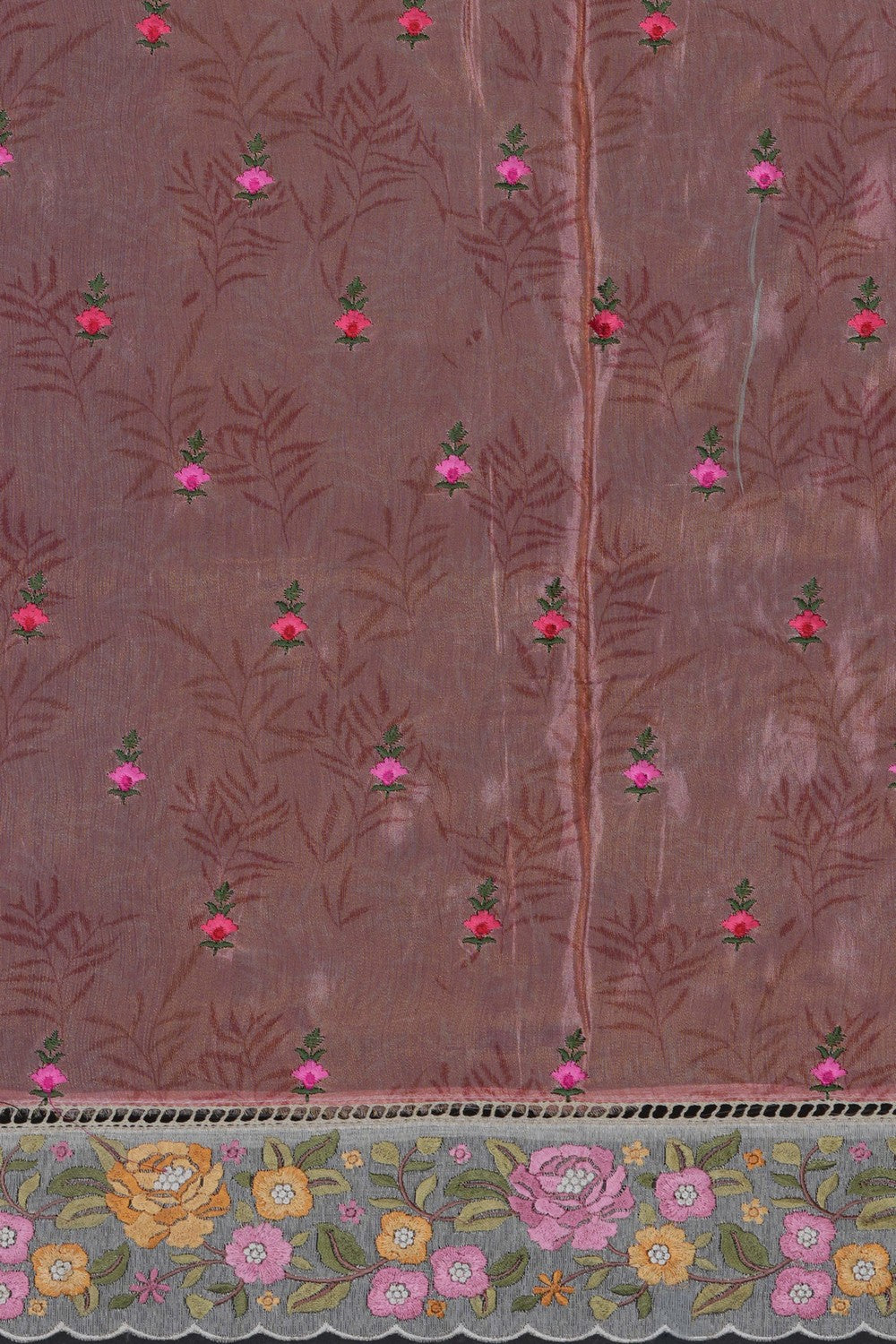 Image of A Floral Print Tissue Silk Saree