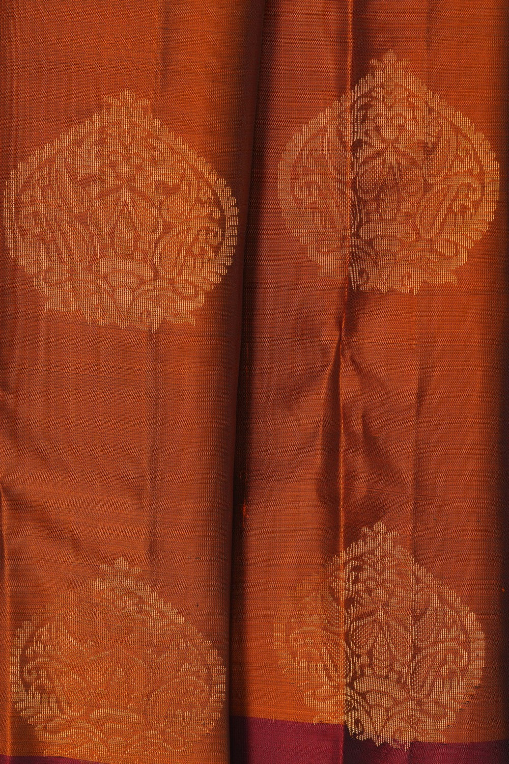 Image of Elegant Honey-Mustard South Silk Saree