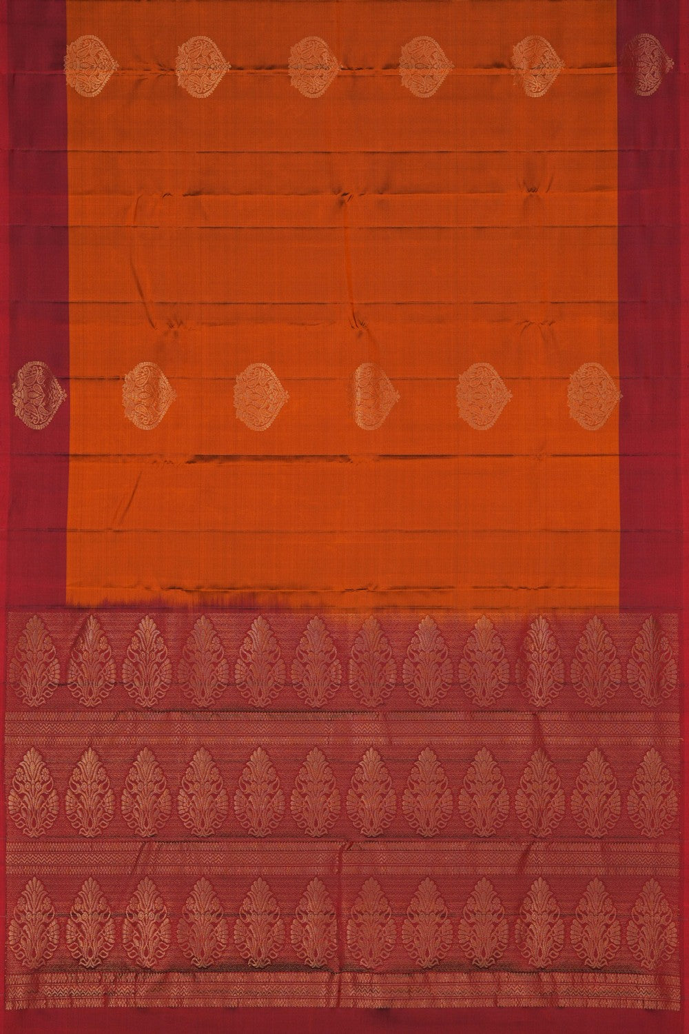 Image of Elegant Honey-Mustard South Silk Saree