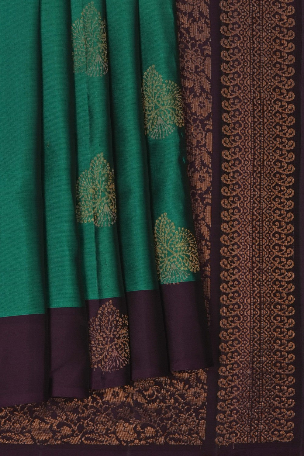 Image of Teal Green South Silk Saree