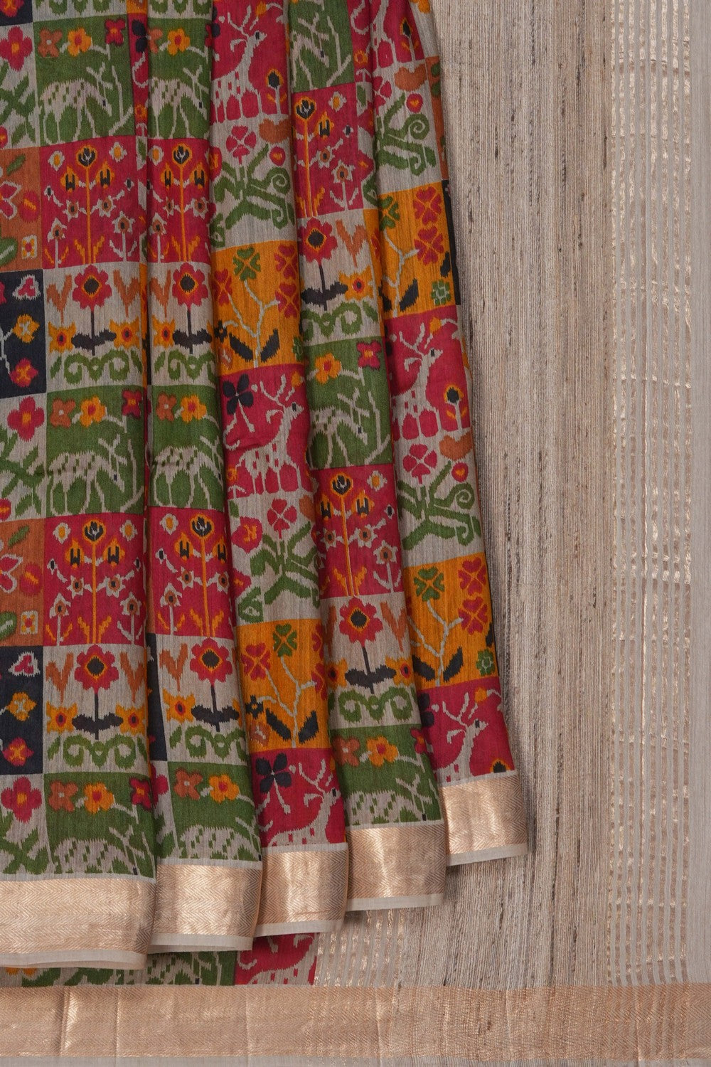 Image of Desi Tussar Silk Red Saree