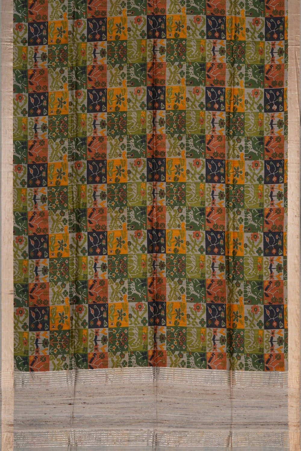 Image of Desi Tussar Silk Green Saree