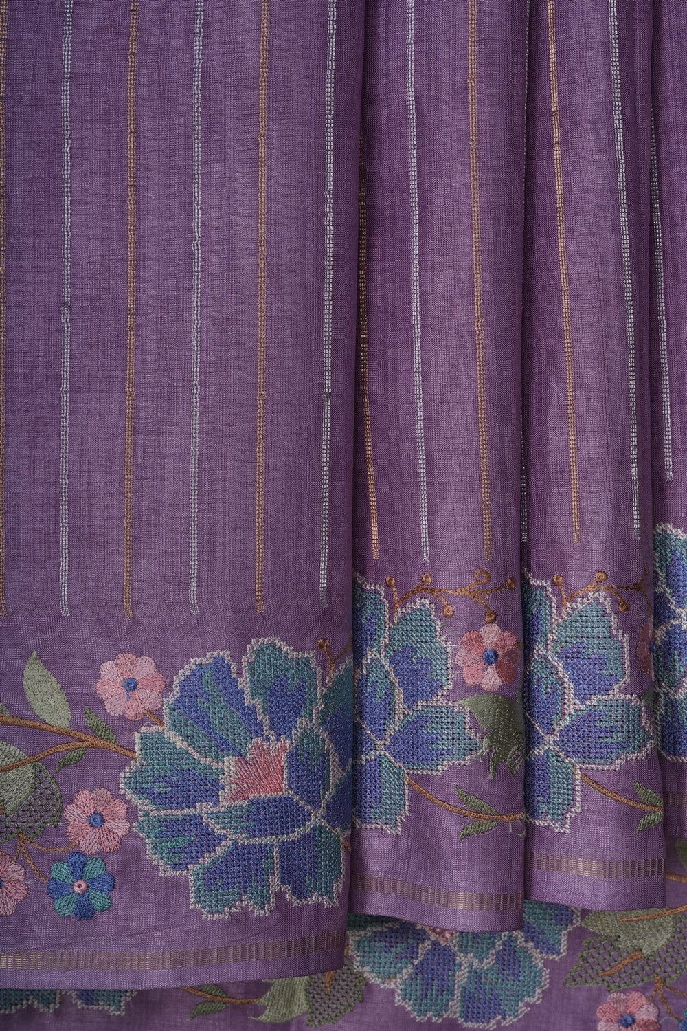 Image of Desi Tussar Silk Purple Saree
