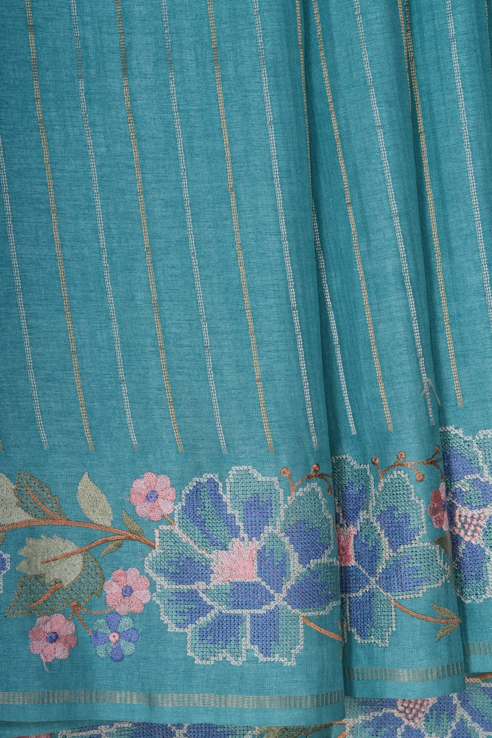 Image of Desi Tussar Silk Blue Saree