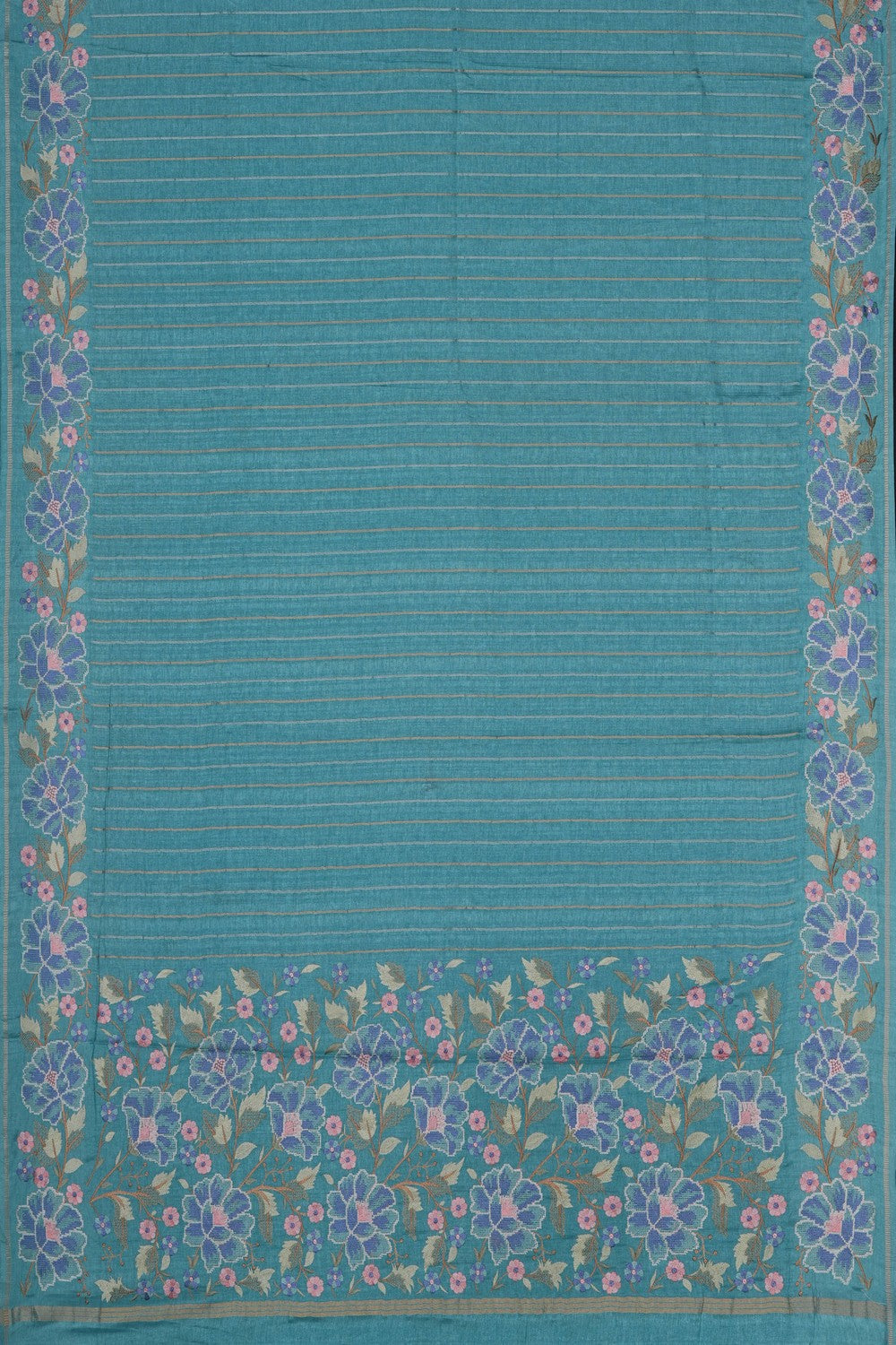 Image of Desi Tussar Silk Blue Saree