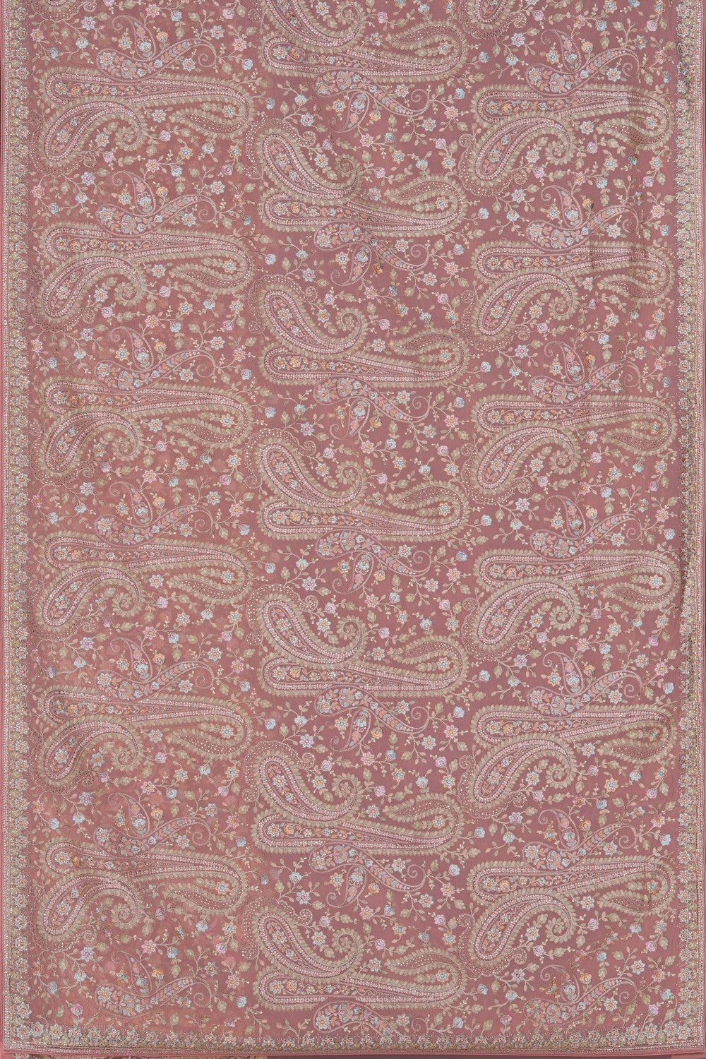 Image of Peach Beautiful Embroidered Georgette Saree