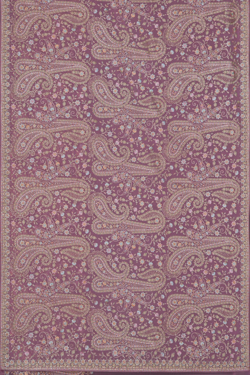 Image of Lavender-Pink Beautiful Embroidered Georgette Saree