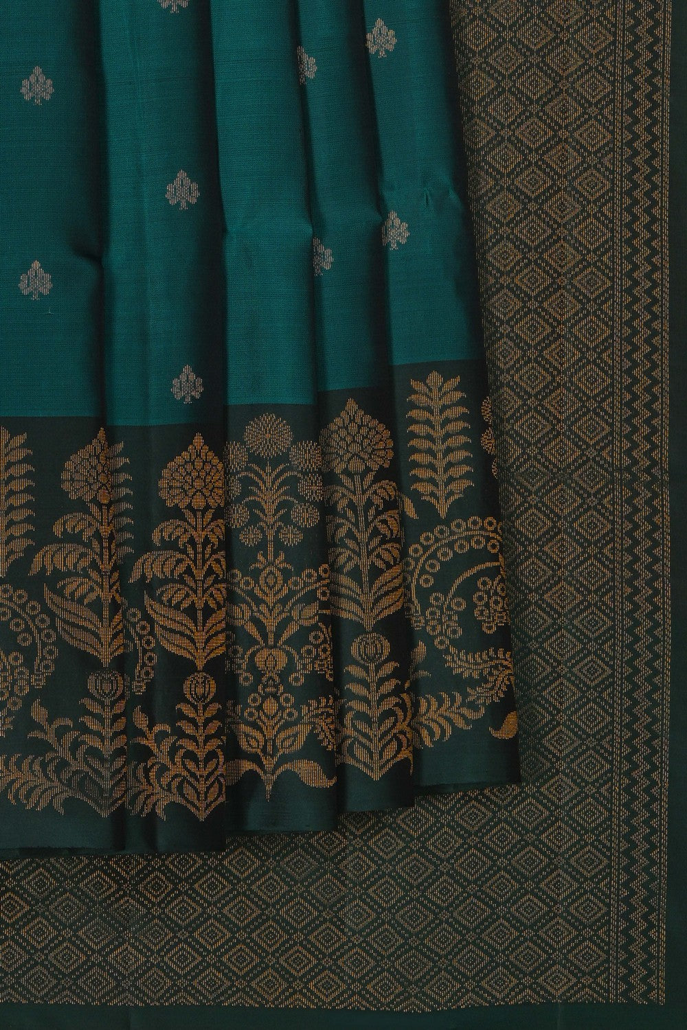 Image of Teal Green South Silk Saree